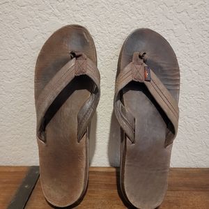 Rainbow Women's Double Layer Leather Flip Flop | Classic Mocha | X-Large Sandal